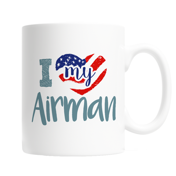 I Love My Airman Heart with U.S. Flag - 11oz Ceramic Mug