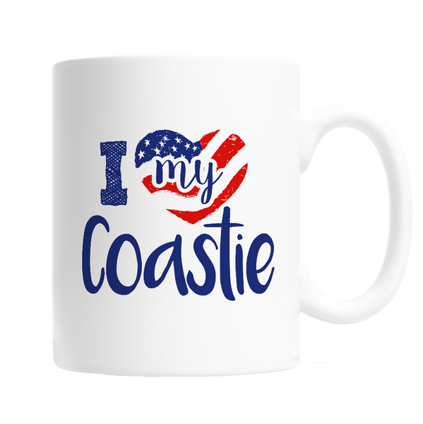 I Love My Coastie Heart with U.S. Flag - 11oz Ceramic Mug