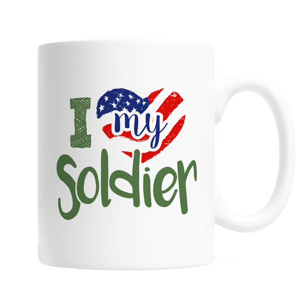 I Love My Soldier Heart with U.S. Flag - 11oz Ceramic Mug