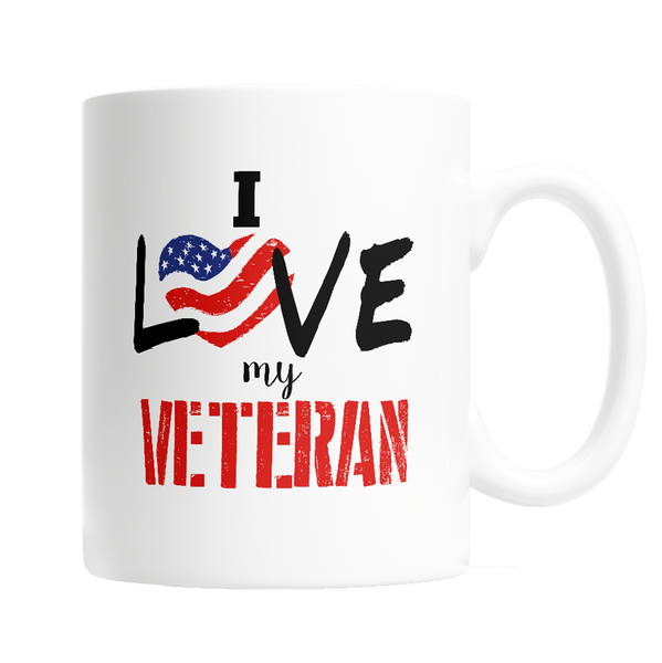I Love my Veteran Heart with U.S. Flag - Coffee/Tea Mug